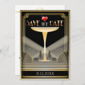 Deco Champagne Save The Date Uitnodiging (Voorkant / Achterkant)