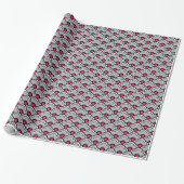 Deco Chinese scallops, grijs / grijs, zwart en roz Cadeaupapier (Uitgerold)