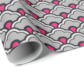 Deco Chinese scallops, grijs / grijs, zwart en roz Cadeaupapier (Rol Hoek)