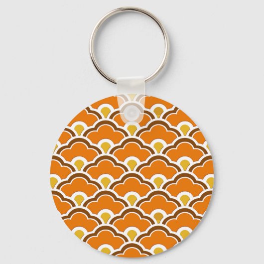 Deco Chinese Scallops, Mandarijns Oranje Sleutelhanger (Voorkant)