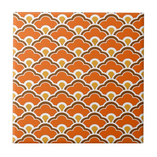Deco Chinese Scallops, Mandarijns Oranje Tegeltje (Voorkant)