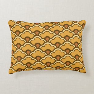 Deco Chinese Scallops, Mustard Gold en Brown Decoratief Kussen