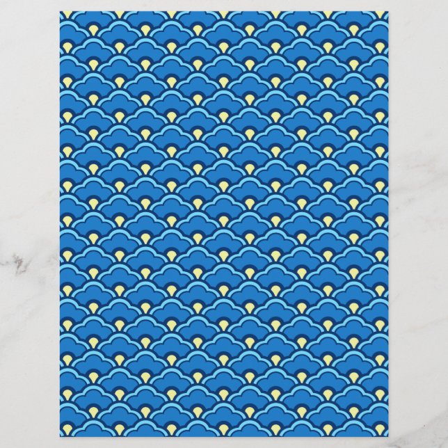 Deco Chinese Scallops, Ocean Blue en Indigo (Voorkant)
