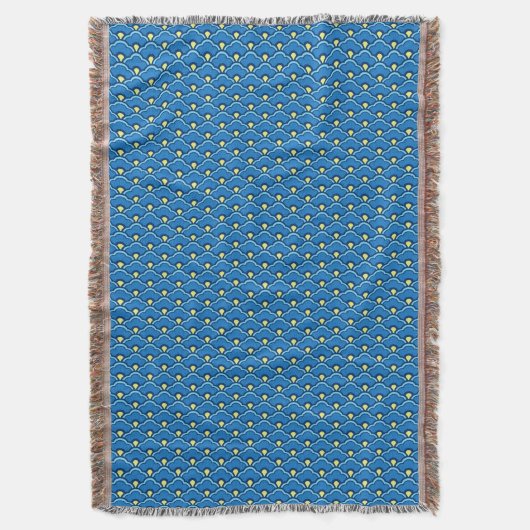 Deco Chinese Scallops, Ocean Blue en Indigo Deken (Voorkant Verticaal)