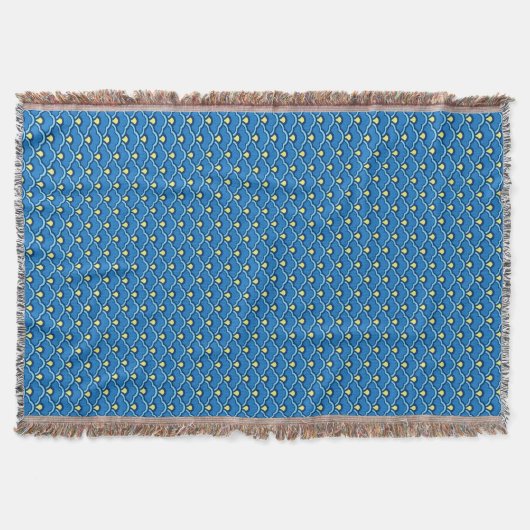 Deco Chinese Scallops, Ocean Blue en Indigo Deken (Voorkant)