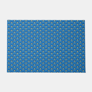 Deco Chinese Scallops, Ocean Blue en Indigo Deurmat