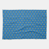 Deco Chinese Scallops, Ocean Blue en Indigo Theedoek (Horizontaal)