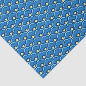 Deco Chinese Scallops, Ocean Blue en Indigo Tissuepapier (Detail)