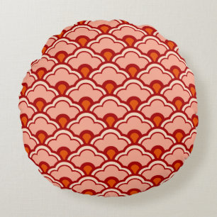 Deco Chinese Scallops, Peach, Rust en Cream Rond Kussen