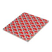 Deco Chinese Scallops, Red, Black en White Tile Tegeltje (Zijkant)