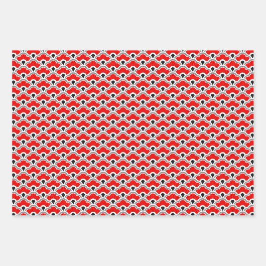 Deco Chinese Scallops, Red, Gold en Blue Inpakpapier Vel (Voorkant)