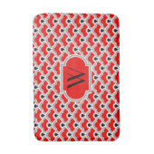 Deco Chinese scallops, rood, grijs, zwart en wit Badmat (Voorkant Verticaal)