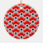 Deco Chinese scallops, rood, grijs, zwart en wit Keramisch Ornament (Achterkant)