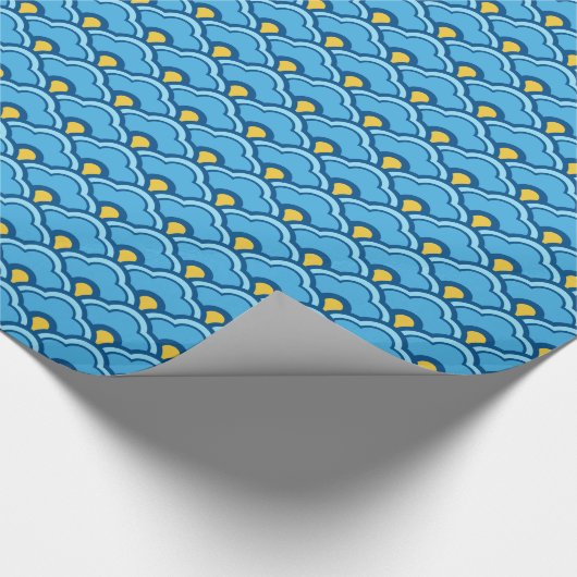 Deco Chinese Scallops, Turquoise en Aqua Cadeaupapier (Hoek)