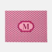 Deco Chinese scallops, wijn en roze met monogram Deurmat (Voorkant)