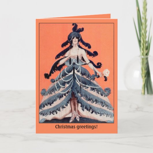 Deco Christmas lady tree wenskaart Feestdagen Kaart (Voorkant)