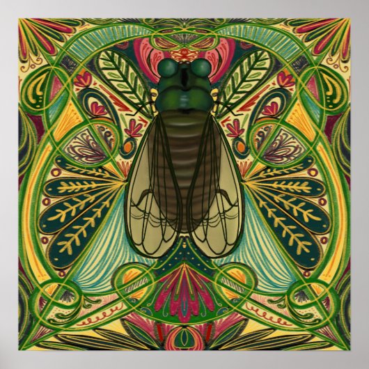 Deco Cicada Poster (Voorkant)
