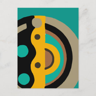Deco Circle in Gold en Blauwgroen Briefkaart