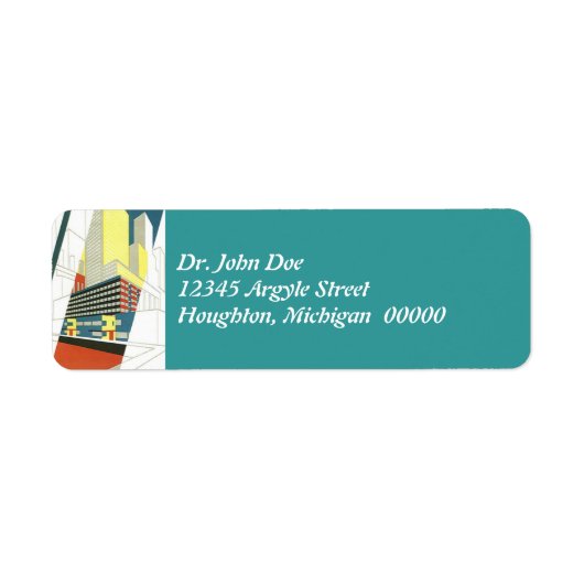 Deco Cityscape wolkenkrabbers Retouradres Labels (Voorkant)