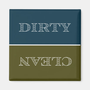 Deco Clean/Dirty Dishwas Magnet (Blauw/Goud) Magneet