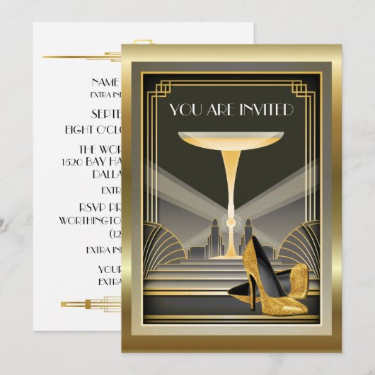 Deco Contemporary Gala Event 3 Uitnodiging (Voorkant / Achterkant)