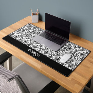 Déco Damask style vintage motif noir blanc nom
