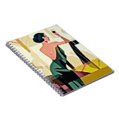 Deco dame in groene moderne kunst notitieboek (Rechterzijde)