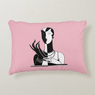 deco-dame met parels wit decoratief kussen