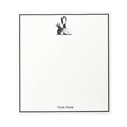 deco-dame met parels wit notitieblok (Voorkant)