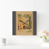 Deco dames en auto vierkante klok (Huis)