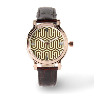 Deco Egyptian motif - chocolade brown en room Horloge