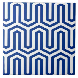 Deco Egyptian motif - kobalt blauw en wit Tegeltje