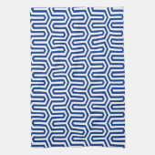 Deco Egyptian motif - kobalt blauw en wit Theedoek (Verticaal)