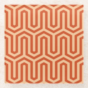 Deco Egyptian motif - koraal sinaasappel Glazen Onderzetter