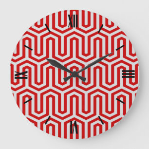 Deco Egyptian motif - rood en grijs Grote Klok
