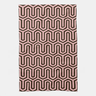 Deco Egyptian motif - roze en chocolade Theedoek