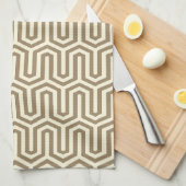 Deco Egyptian motif - taupe en crème Theedoek (Quarter Fold)