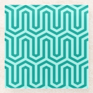 Deco Egyptian motif - turquoise en aqua Glazen Onderzetter