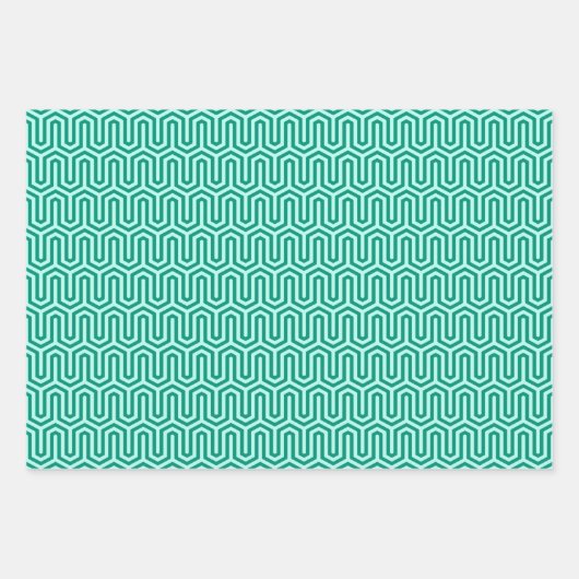 Deco Egyptisch Motief, Turquoise, Sinaasappel, Zwa Inpakpapier Vel (Voorkant)