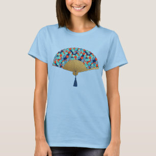 Deco Fan - Bloemen in Kobalt, Turquoise en Red T T-shirt