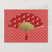 Deco Fan - Butterflies, Donkerrood en wit Briefkaart (Voorkant)
