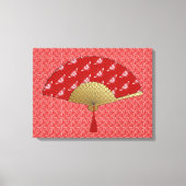 Deco Fan - Butterflies, Donkerrood en wit Canvas Afdruk (Voorkant)