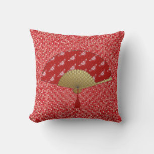 Deco Fan - Butterflies, Donkerrood en wit Kussen