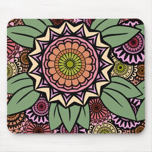 Deco Fandango in het Oranje en Groen Muismat (Voorkant)