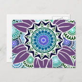 Deco Fandango in Paars en blauw Briefkaart (Voorkant / Achterkant)