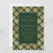 Deco Fans Groene Blush 1920s Bruiloft Kaart (Voorkant)