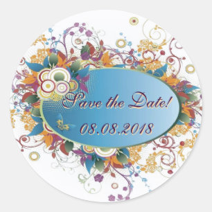 Deco floral ~ Sparen de datum waarop de sticker