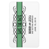 Deco Flourish Save the Date Magnet, Green Magneet (Verticaal)