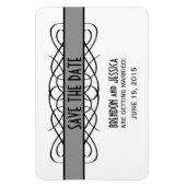 Deco Flourish Save the Date Magnet, Grey Magneet (Verticaal)