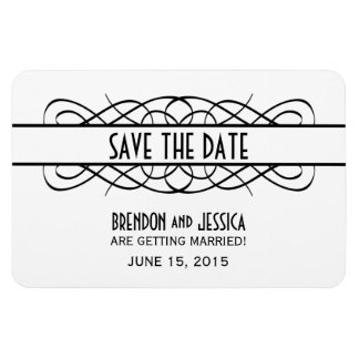 Deco Flourish Save the Date Magnet, Ivory Magneet